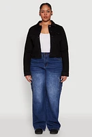 Womens Plus Size WAX Denim Jacket, Black, Size 3X