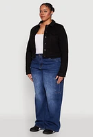 Womens Plus Size WAX Denim Jacket, Black, Size 3X