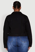 Womens Plus Size WAX Denim Jacket, Black, Size 3X
