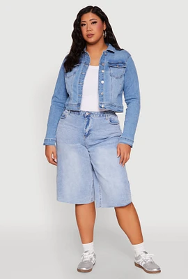 Womens Plus WAX Denim Jacket, Blue,