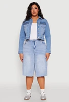 Womens Plus WAX Denim Jacket, Blue,