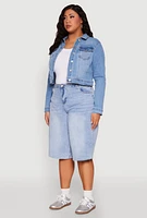 Womens Plus WAX Denim Jacket, Blue,