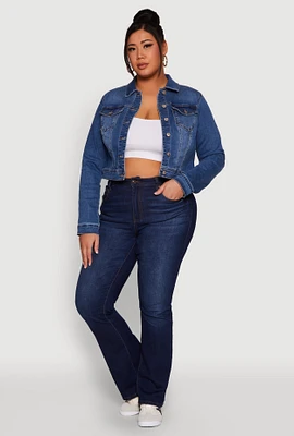 Womens Plus Size WAX Denim Jacket, Blue, Size 1X