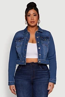 Womens Plus Size WAX Denim Jacket, Blue, Size 1X