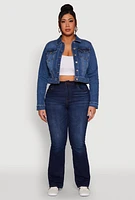 Womens Plus Size WAX Denim Jacket, Blue, Size 1X