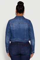 Womens Plus Size WAX Denim Jacket, Blue, Size 1X