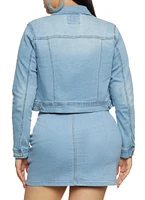 Womens Plus Size WAX Solid Denim Jacket, Blue, Size 1X