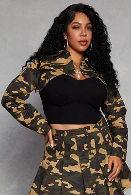 Womens Plus Size Denim Distressed Cropped Jean Jacket, Green, Size 2X