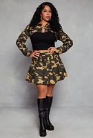 Womens Plus High Waisted Pleated Mini Skirt,
