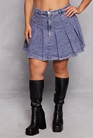 Womens Plus High Waisted Pleated Mini Skirt, 2X