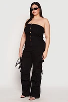 Womens Plus Daisy Denim Cargo Jumpsuit, 2X