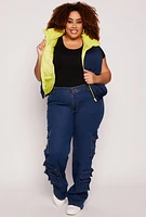 Womens Plus Color Blocked Puffer Vest,