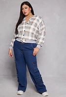 Womens Plus Size Plaid Bomber Jacket, Multi, Size 2X