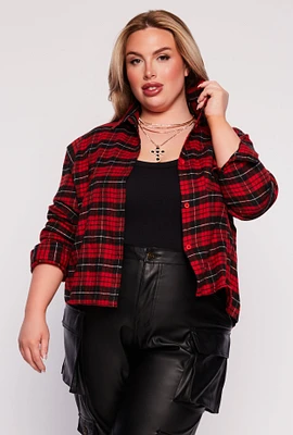 Womens Plus Size Plaid Shirt, Red, Size 2X