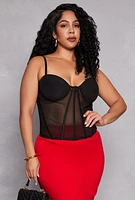 Womens Plus Size Convertible Corset Bustier Top, Black, Size 2X