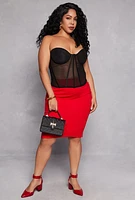 Womens Plus Size Convertible Corset Bustier Top, Black, Size 2X