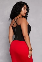 Womens Plus Size Convertible Corset Bustier Top, Black, Size 2X