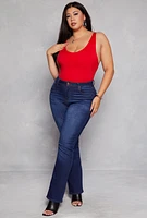 Womens Plus Size Seamless Scoop Neck Tank Bodysuit, Red, Size 2X-3X