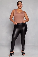 Womens Plus Size Seamless Scoop Neck Tank Bodysuit, Brown, Size 1X-2X