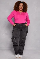 Womens Plus Size Daisy Double Layer Bodysuit, Pink, Size 3X