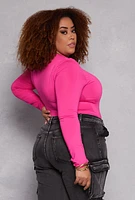 Womens Plus Size Daisy Double Layer Bodysuit, Pink, Size 3X