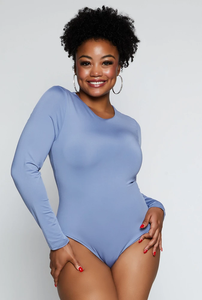 Womens Plus Size Daisy Double Layer Bodysuit, Blue, Size 1X