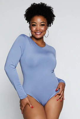 Womens Plus Size Daisy Double Layer Bodysuit, Blue, Size 1X