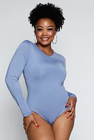Womens Plus Size Daisy Double Layer Bodysuit, Blue, Size 1X
