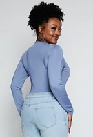 Womens Plus Size Daisy Double Layer Bodysuit, Blue, Size 1X