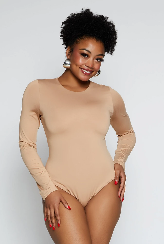 Womens Plus Size Daisy Double Layer Bodysuit, Beige, Size 1X