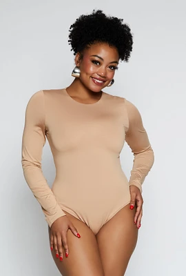 Womens Plus Size Daisy Double Layer Bodysuit, Beige, Size 1X