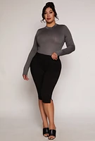 Womens Plus Daisy Long Sleeve Mock Neck Bodysuit,