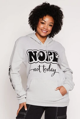 Womens Plus Size Nope Not Today Graphic Pullover Hoodie, Grey, Size 1X