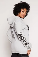 Womens Plus Size Nope Not Today Graphic Pullover Hoodie, Grey, Size 1X