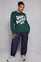 Womens Plus Size Chenille Dont Bother Me Graphic Sweatshirt, Green, Size 1X