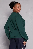 Womens Plus Size Chenille Dont Bother Me Graphic Sweatshirt, Green, Size 1X