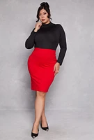 Womens Plus Mock Neck Long Sleeve Bodysuit,
