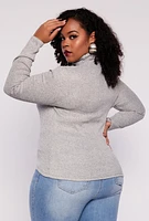 Womens Plus Rib Knit Turtleneck Top,
