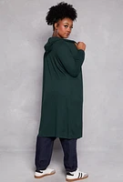 Womens Plus Size Waffle Knit Hooded Duster, Green, Size 3X