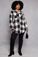 Womens Plus Buffalo Plaid Tunic Shirt, Multi,