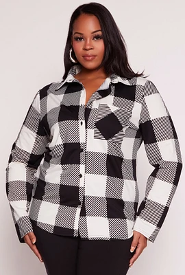 Womens Plus Buffalo Plaid Shirt,