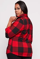Womens Plus Size Buffalo Plaid Shirt, Red, Size 3X