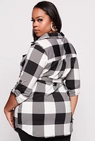 Womens Plus Size Buffalo Plaid Half Zip Tunic Top, Multi, Size 3X