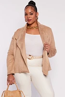 Womens Plus Faux Suede Open Front Blazer,