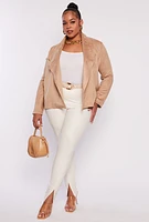 Womens Plus Faux Suede Open Front Blazer,