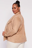 Womens Plus Faux Suede Open Front Blazer,