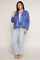 Womens Plus Faux Suede Open Front Blazer,