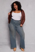 Womens Plus Size Faux Suede Zip Front Hoodie, Brown, Size 2X