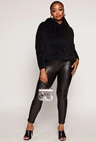 Womens Plus Quilted Plush Pullover Hoodie,