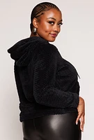 Womens Plus Quilted Plush Pullover Hoodie,